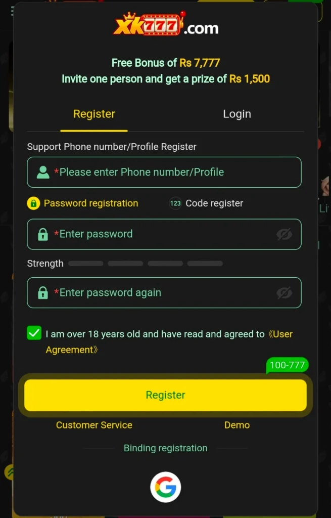 xk777 game register